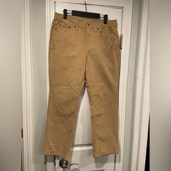 L.L. Bean Size 12P Beanflex Favorite Fit Straight Leg Khaki Corduroy Pants - Picture 1 of 12